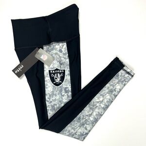 Certo Raiders Assembly Legging Women Sz XS Black Gray Camo High Rise Tight Crop